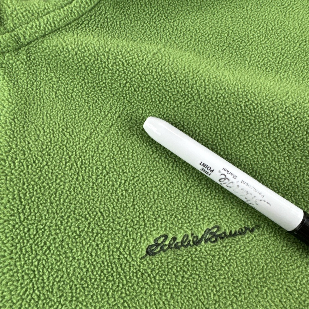 Eddie Bauer Polartec Pullover Men L Green 1/4 Zip Sweatshirt Sweater Preppy READ - Picture 10 of 13